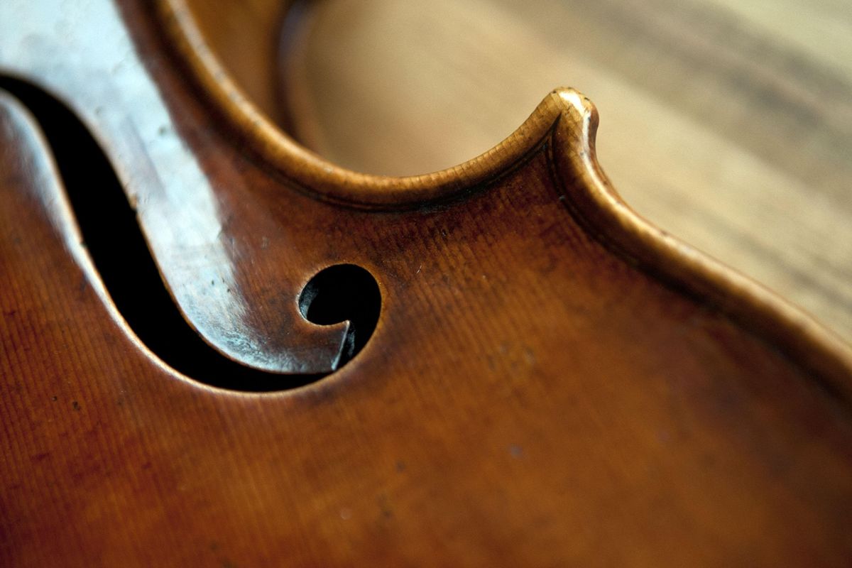 A viola made by Ryan Soltis is photographed at his home in Sagle, Idaho on Tuesday, Dec. 11, 2018. He has been making violins for a number of years in his small workshop just south of Sandpoint. A single violin takes him several months to make and he uses woods sourced from around the world, then hand carves the entire thing. His violins cost upwards of $30,000 and are found in some of the most renowned orchestras of the world. He hand delivers them to the artist, who has typically waited over two years for their instrument to be completed. He makes violas and cellos as well. (Kathy Plonka / The Spokesman-Review)