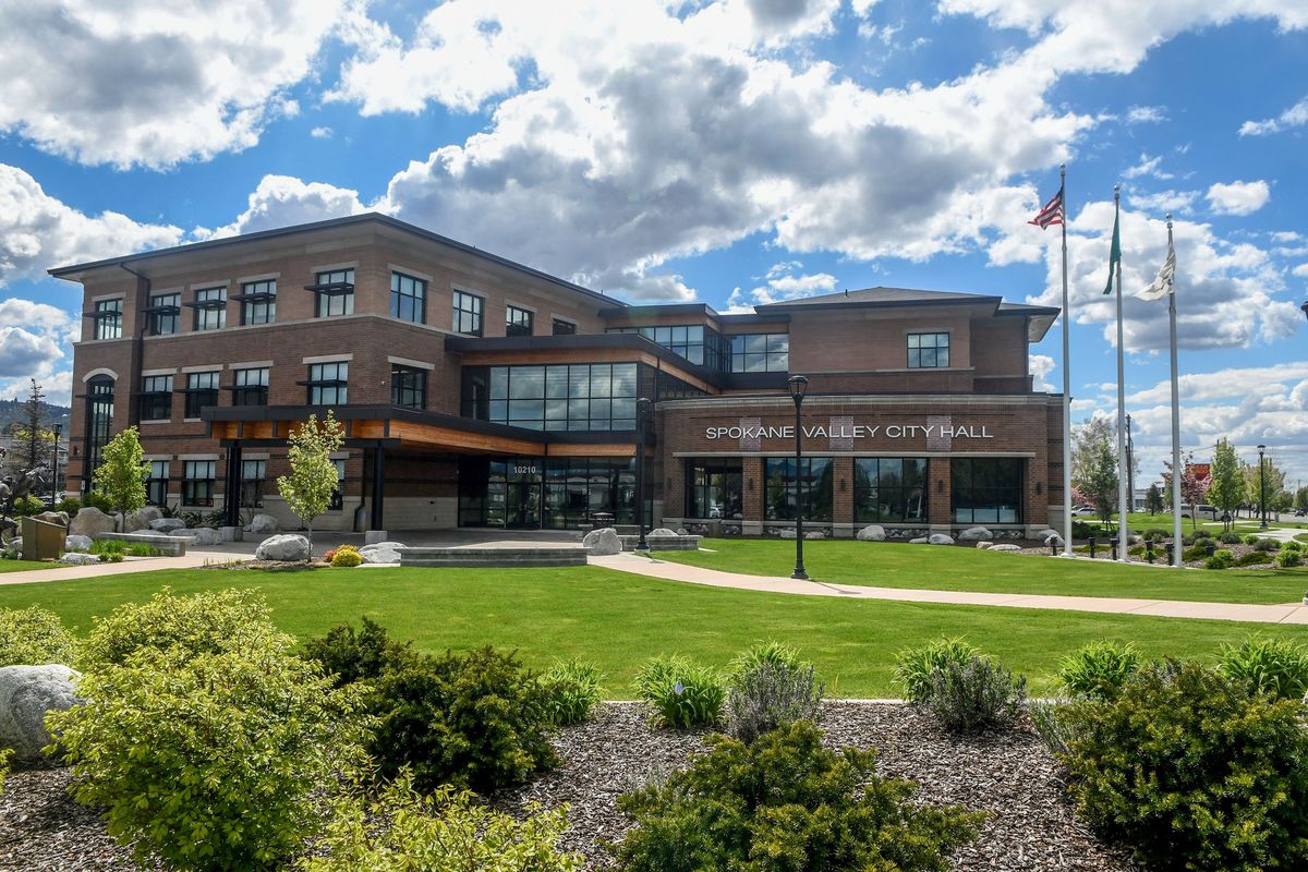 Spokane Valley City Hall is seen on May 11. The City Council this week agreed to purchase a second $80,000 mobile surveillance trailer.   (Kathy Plonka/The Spokesman-Review)