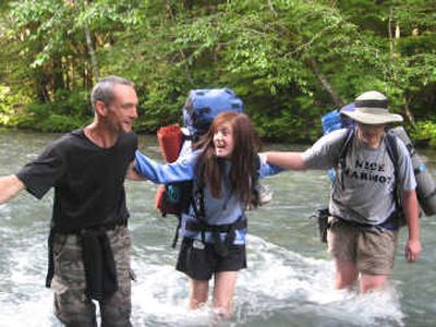 
LaRocca teams up to cross a glacial stream on the Olympic Peninsula during a Rites of Passage adventure. Courtesy of Ellie LaRocca
 (Courtesy of Ellie LaRocca / The Spokesman-Review)