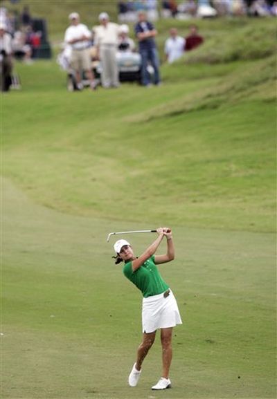 Lorena Ochoa of Mexico hits to the 12th green during the final round of the Navistar LPGA Classic golf tournament at the Robert Trent Jones Golf Trail at Capitol Hill in Prattville, Ala., on Sunday, Oct. 4, 2009. (Jamie Martin / AP Photo)