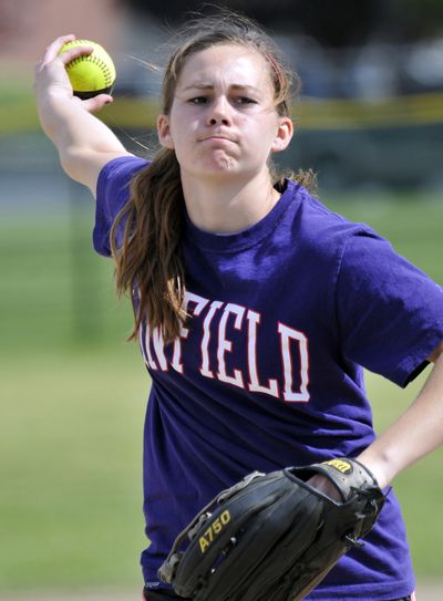 Brooklyn Robinson, a dominant pitcher for the West Valley Eagles, winds up for a pitch during practice Wednesday at Smith Field in Millwood. (Jesse Tinsley)