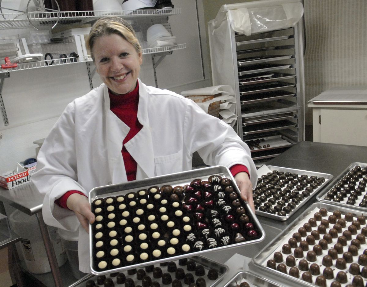 Master chocolatier Julie Balassa-Myracle handcrafts each gourmet truffle and chocolate in her certified manufacturing facility in the basement of her Spokane Valley home. All of her products are made with natural ingredients and flavors and are produced in the old European tradition. (J. Rayniak / The Spokesman-Review)