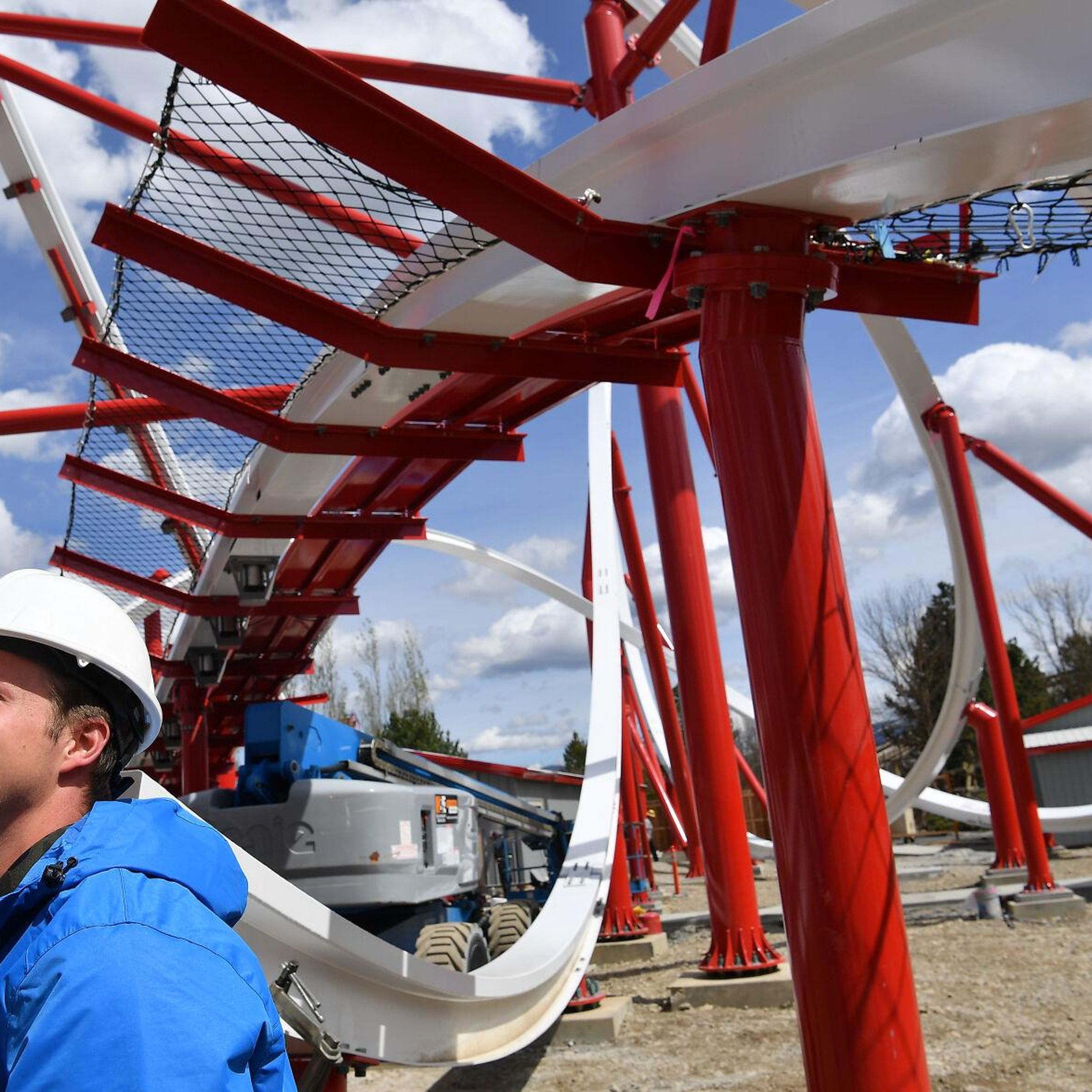 Stunt Pilot roller coaster at Silverwood May 2 2021 The