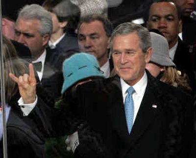 
President Bush gestures the 