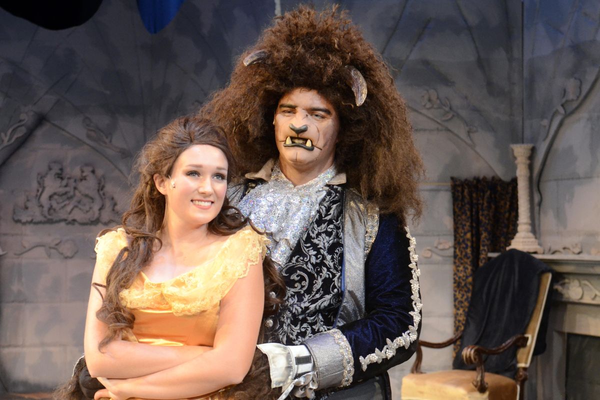 Belle and Beast, played by Kaitlin Webster and Jack Siebel, appear in the Spokane Civic Theatre production of “Beauty and the Beast” during rehearsal Tuesday, Sept. 6, 2016. (Jesse Tinsley / The Spokesman-Review)