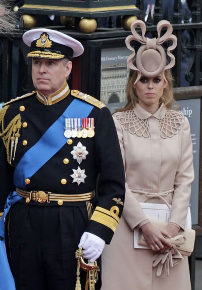 Beatrice’s hat turned heads at her cousin’s wedding. (Associated Press)