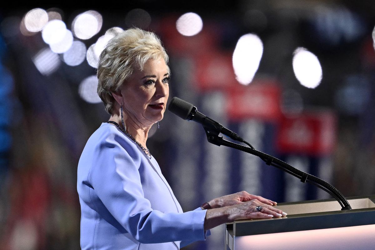 Former Administrator of the Small Business Administration Linda McMahon speaks during the last day of the 2024 Republican National Convention at the Fiserv Forum in Milwaukee on July 18, 2024.   (Angela Weiss/AFP/Getty Images/TNS)