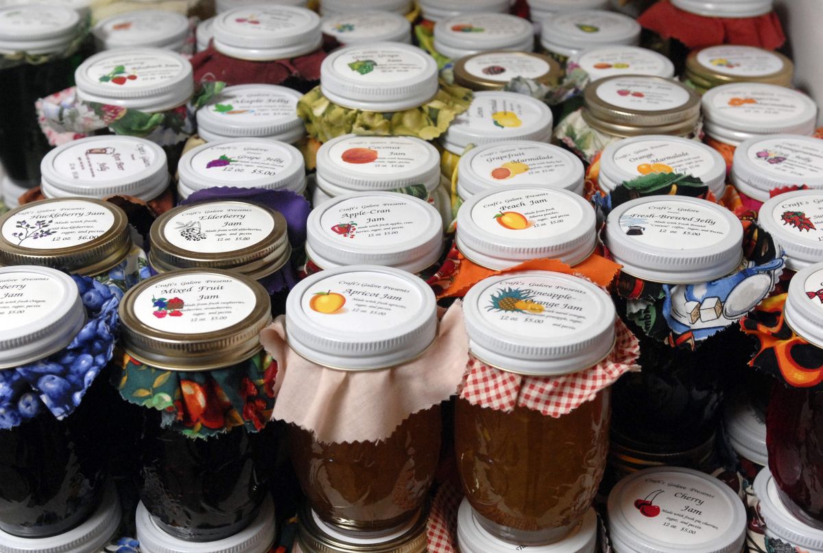 Forty-five Flavors of Jam’s and Jelly’s are one of many handmade gifts featured at the All Thumbs Holiday Boutique. (J. Rayniak / The Spokesman-Review)