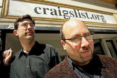 
Craigslist.org CEO Jim Buckmaster, left, and founder Craig Newmark are photographed outside of their office in San Francisco. 
 (Associated Press / The Spokesman-Review)