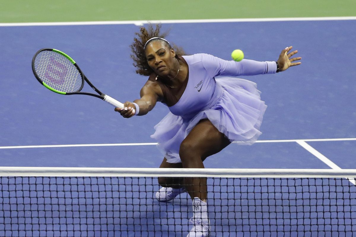 Serena Williams returns a shot to Anastasija Sevastova, of Latvia, during the semifinals of the U.S. Open tennis tournament, Thursday, Sept. 6, 2018, in New York. (Frank Franklin II / Associated Press)