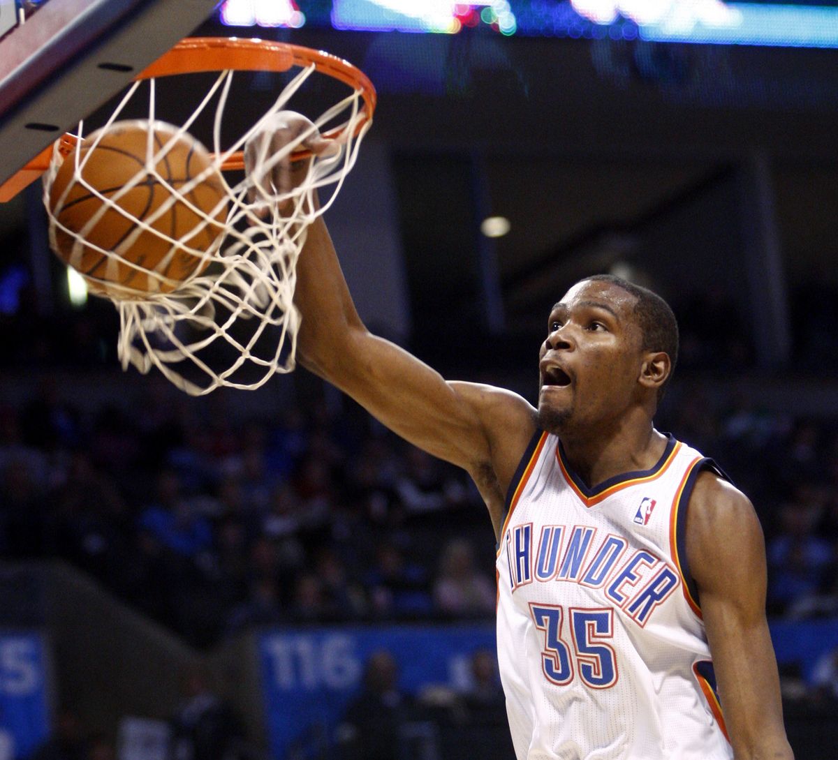 Oklahoma City Thunder forward Kevin Durant became the NBA’s youngest scoring champion. (Associated Press)