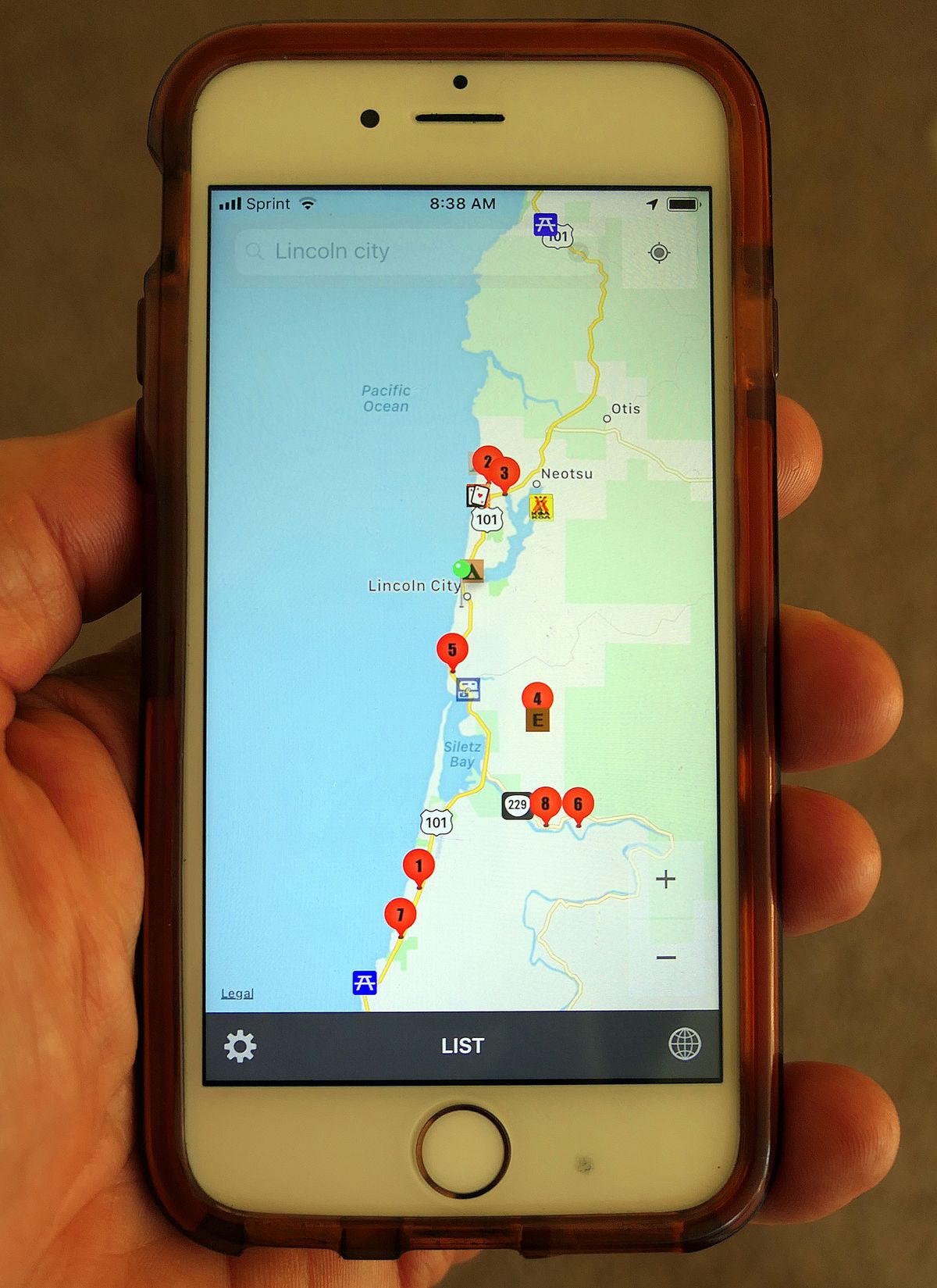 The Park Advisor app shows commercial and government campgrounds on a regional map view. (John Nelson)