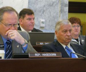 Members of the Joint Finance-Appropriations Committee debate budgets on Tuesday morning. (Betsy Russell)