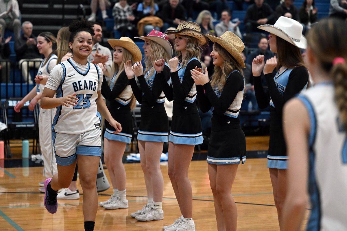 Central Valley point guard Gabbie Wilson takes to the court during player introductions before a GSL high school basketball game with Gonzaga Prep, Friday, Jan. 20, 2023, at Central Valley High School.  (COLIN MULVANY/THE SPOKESMAN-REVIEW)