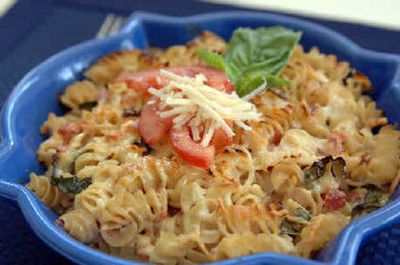 
This four-cheese baked pasta has half the calories and 75 percent less fat than the original recipe. 
 (Photo courtesy of the Recipe Doctor / The Spokesman-Review)