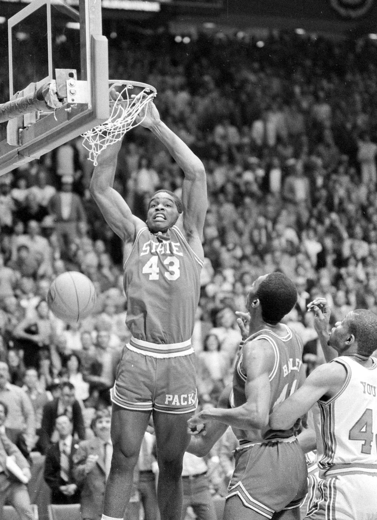 Lorenzo Charles’ famous game-winning dunk gave N.C. State 1983 NCAA championship. (Associated Press)