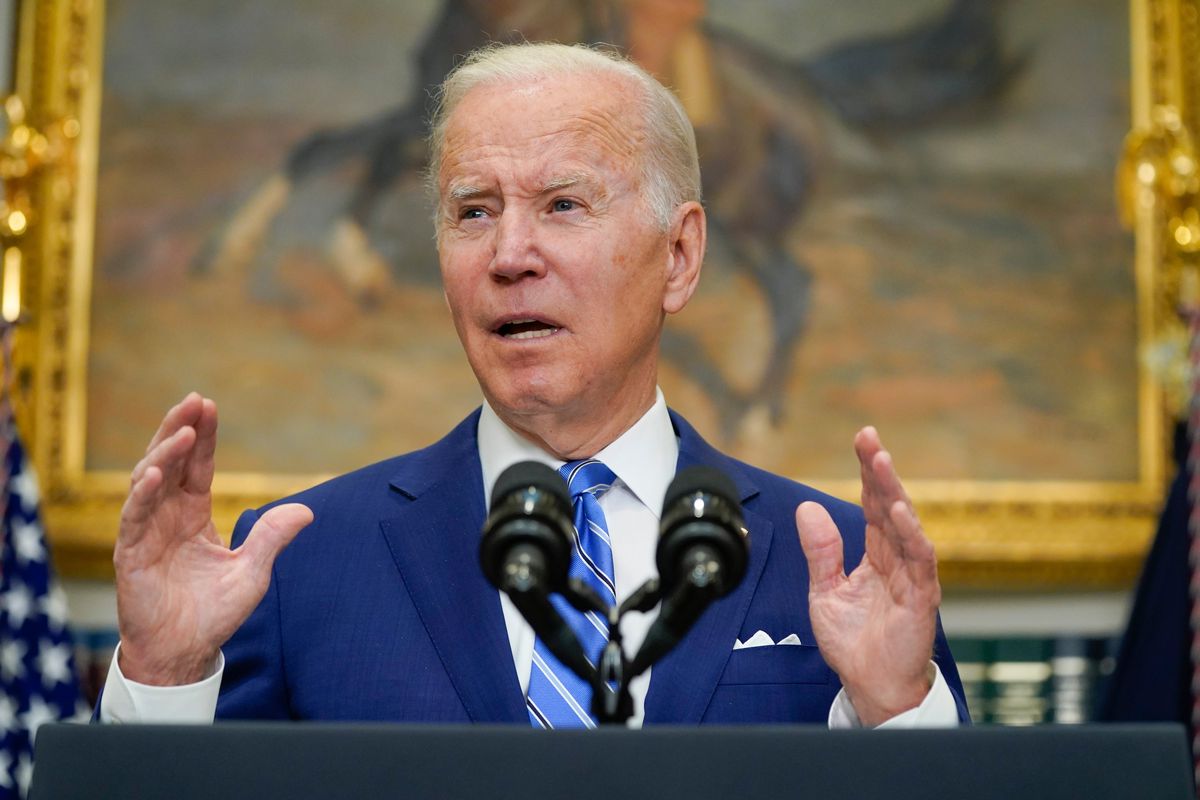 President Joe Biden speaks in the Roosevelt Room of the White House, Wednesday, May 4, 2022, in Washington.  (Evan Vucci)
