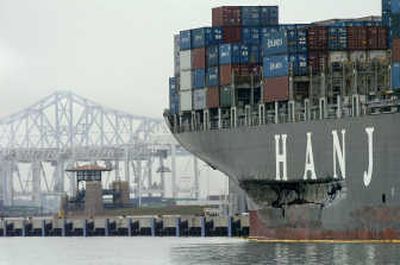 
An approximately 90-foot long gash stretches along the hull of the Cosco Busan. Investigators are probing whether the pilot's sleep disorder played a role in the November accident. Associated Press
 (File Associated Press / The Spokesman-Review)