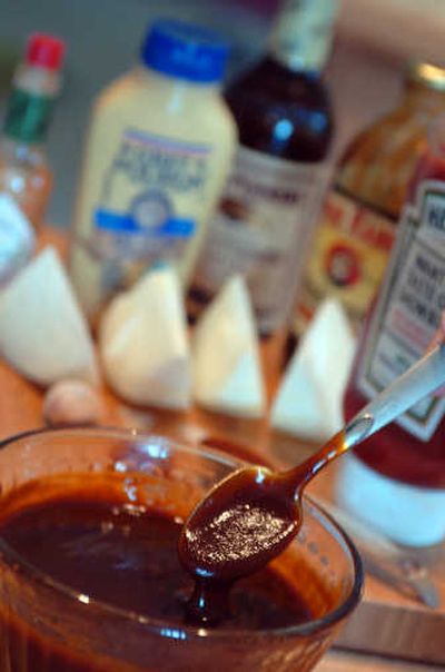
You can make homemade barbecue sauce from common kitchen ingredients like vinegar, Tabasco sauce, mustard, Worcestershire, molasses, ketchup, onions, garlic, chili powder and cayenne pepper.
 (Photos by JESSE TINSLEY / The Spokesman-Review)