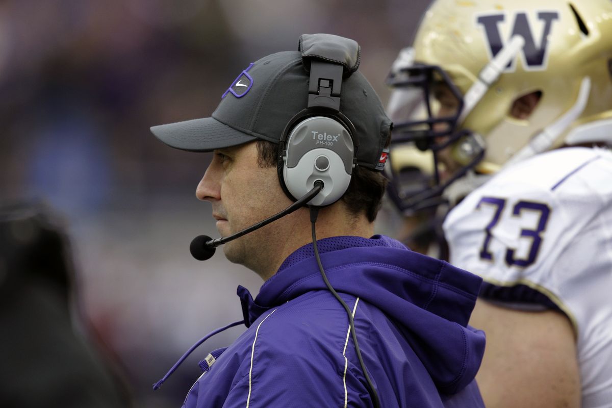 Coach Steve Sarkisian’s Huskies have their sights on an eighth win in MAACO Bowl today in Las Vegas. (Associated Press)