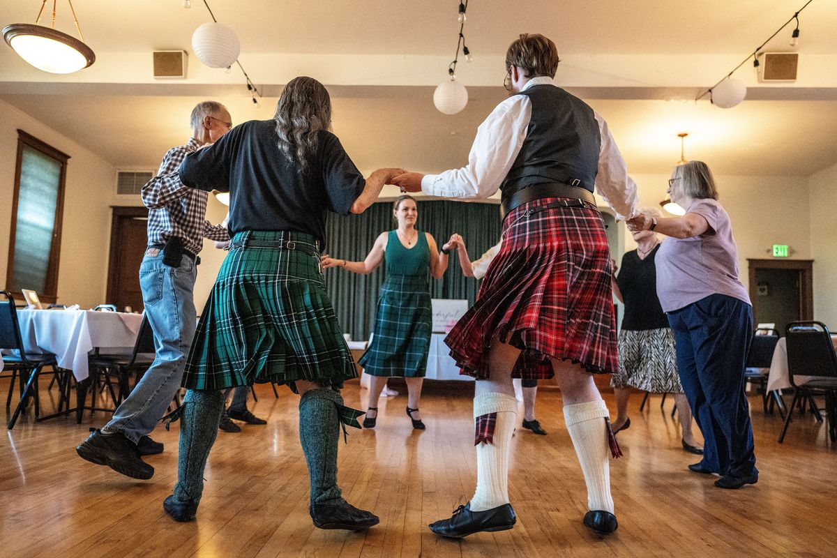 The Spokane Scottish Country Dancers originally began dancing as a performance group for Spokane’s 1974 World’s Fair and have continued to dance since then. They meet Thursday evenings at the Holy Trinity Greek Orthodox Church.  (COLIN MULVANY/THE SPOKESMAN-REVI)