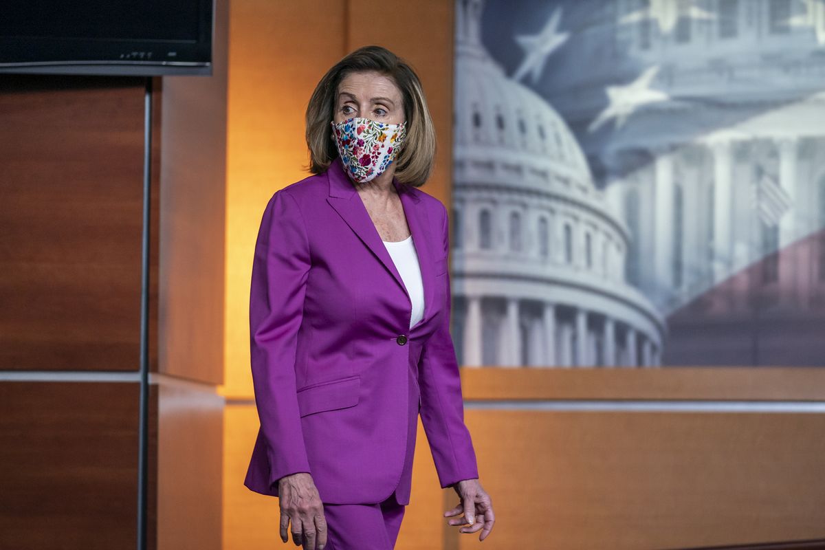 Speaker of the House Nancy Pelosi, D-Calif., holds a news conference on the day after violent protesters loyal to President Donald Trump stormed the U.S. Congress, at the Capitol in Washington, Thursday, Jan. 7, 2021.  (J. Scott Applewhite)