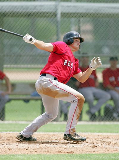 Bryan Peterson takes a swing as a player for the Gulf Coast Red Sox, a Class A Rookie League team in Fort Myers, Fla.Photo courtesy of Mike Peterson (Photo courtesy of Mike Peterson / The Spokesman-Review)