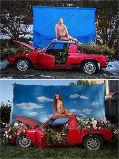 Christian O’Bryan’s parody photo of Beyonce’s pregnancy announcement has gone viral, with more than a 1,000 comments on Reddit and 38,000 likes. (John O’Bryan)