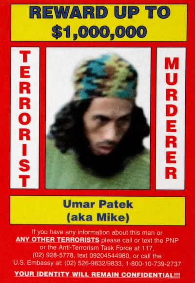 This undated poster released by Philippine National Police and the U.S. Rewards For Justice Program shows Umar Patek. (Associated Press)