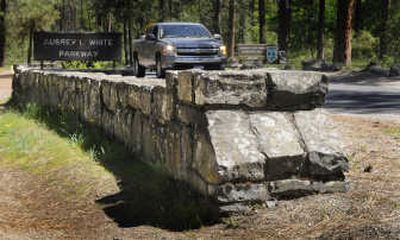 
Above and below: Stone portals mark the entrance to Riverside State Park. 
 (PHOTOS BY CHRISTOPHER ANDERSON / The Spokesman-Review)