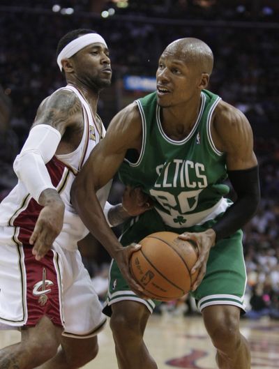 Boston’s Ray Allen, right, led the Celtics with 25 points.  (Associated Press)