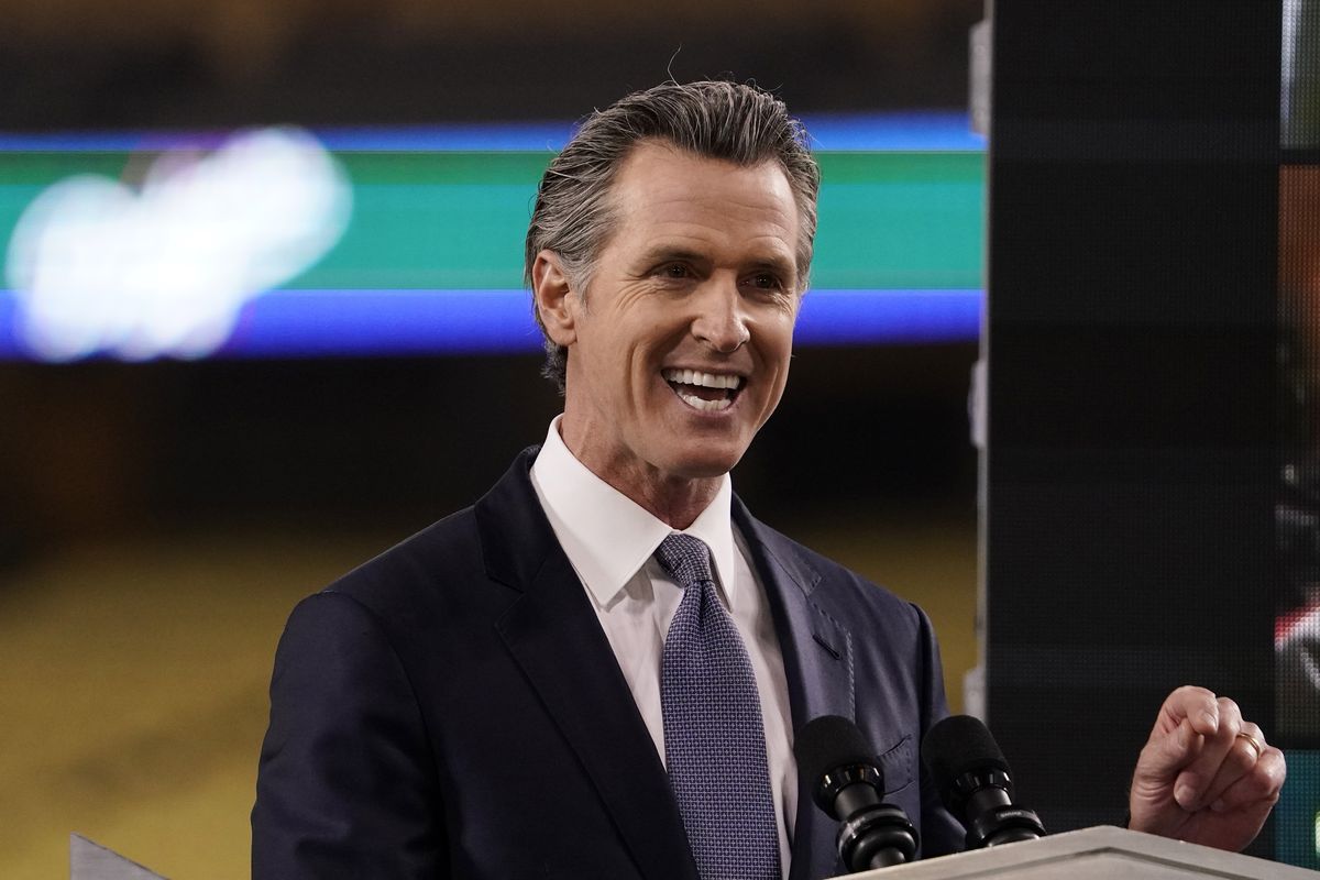 California Gov. Gavin Newsom delivers his State of the State address March 9 from Dodger Stadium in Los Angeles.  (Mark J. Terrill)