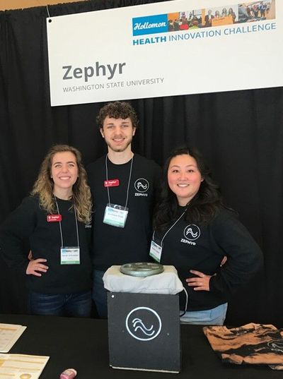 From left, Sarah Schroeder, Jackson Rieb and Katie Lober are the co-founders of Zephyr Mattress Inc., which is developing a mattress designed for people suffering from amyotrophic lateral sclerosis (ALS) or similar physical disorders.  (Courtesy photo)