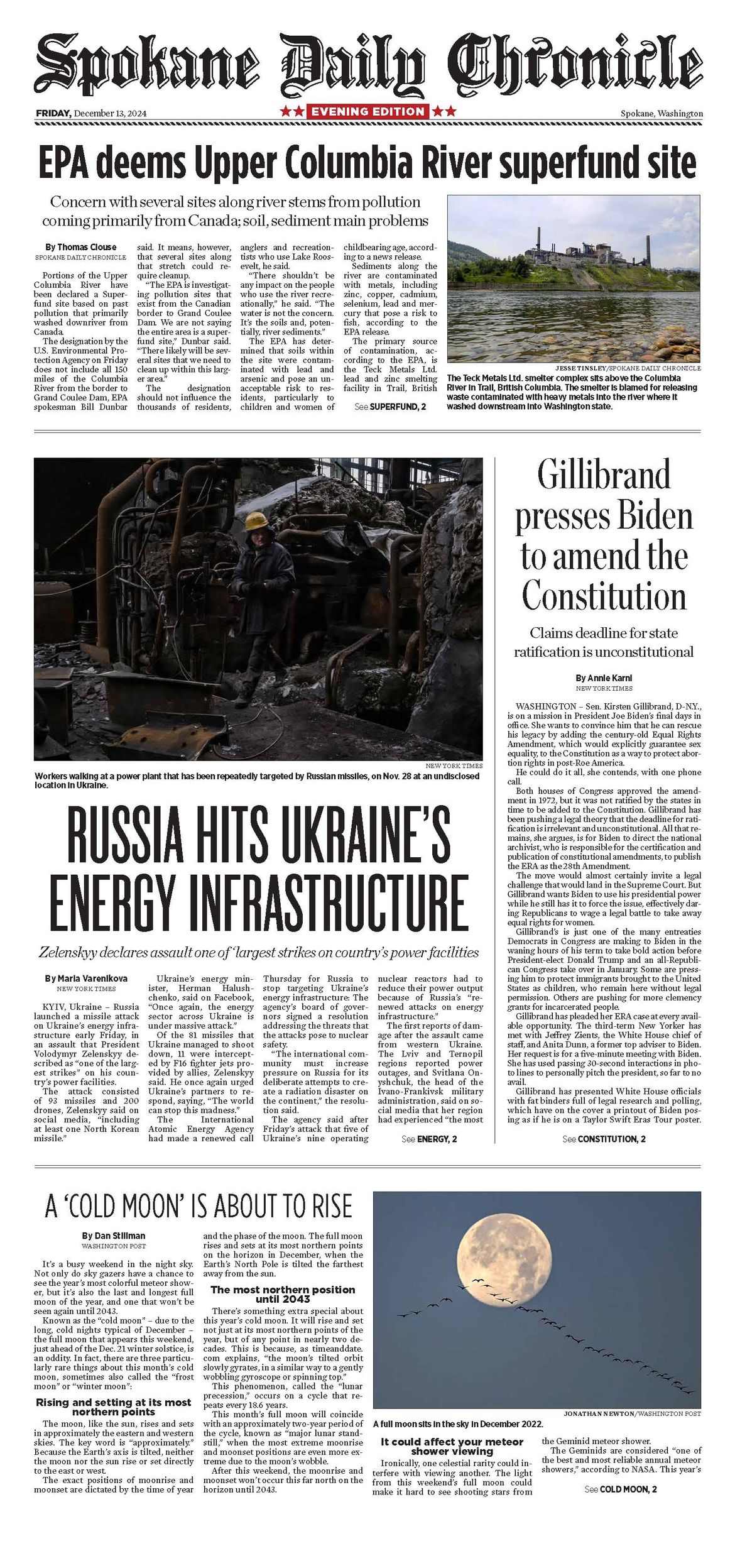 The Chronicle Front Page for Dec. 13, 2024 The SpokesmanReview