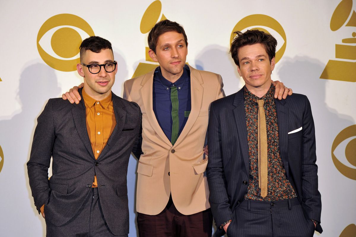 The band Fun, from left, Jack Antonoff, Andrew Dost and Nate Ruess pose for a photo backstage at the Grammy Nominations Concert Live! at Bridgestone Arena on Wednesday, Dec. 5, 2012, in Nashville, Tenn. (Photo by Donn Jones/Invision/AP) (Donn Jones / Invision)