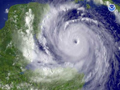 
Hurricane Dean approaches Mexico's Yucatan Peninsula on Monday in this satellite image.Associated Press
 (Associated Press / The Spokesman-Review)