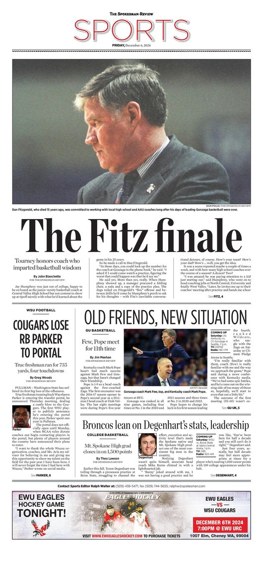 Sports Front Page for Dec. 6, 2024 The SpokesmanReview