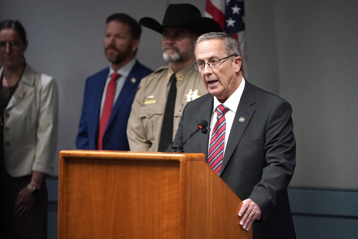 Utah County Attorney General Jeff Gray speaks during a press conference after charges were filed against Tyler Robinson, the suspect in the killing of political activist Charlie Kirk, at the Utah County Health and Justice Building in Provo, Utah, on Sept. 16, 2025. Robinson has been formally charged with the murder of Kirk, and the prosecution added a notice of intent to seek the death penalty. Six other charges include obstruction of justice and witness tampering. Kirk, a close ally of President Donald Trump, was shot dead last week during a speaking event on a Utah university campus. (George Frey/AFP/Getty Images/TNS) (George Frey/AFP/GETTY IMAGES NORTH AMERICA/TNS)