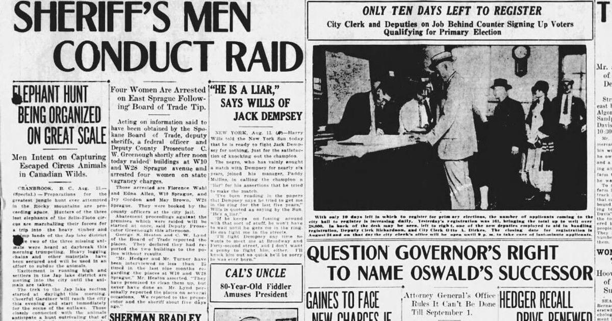 This day in history: Circus, minus elephants that escaped in Canada, arrived in Spokane by train. Animal rescue ordered closed