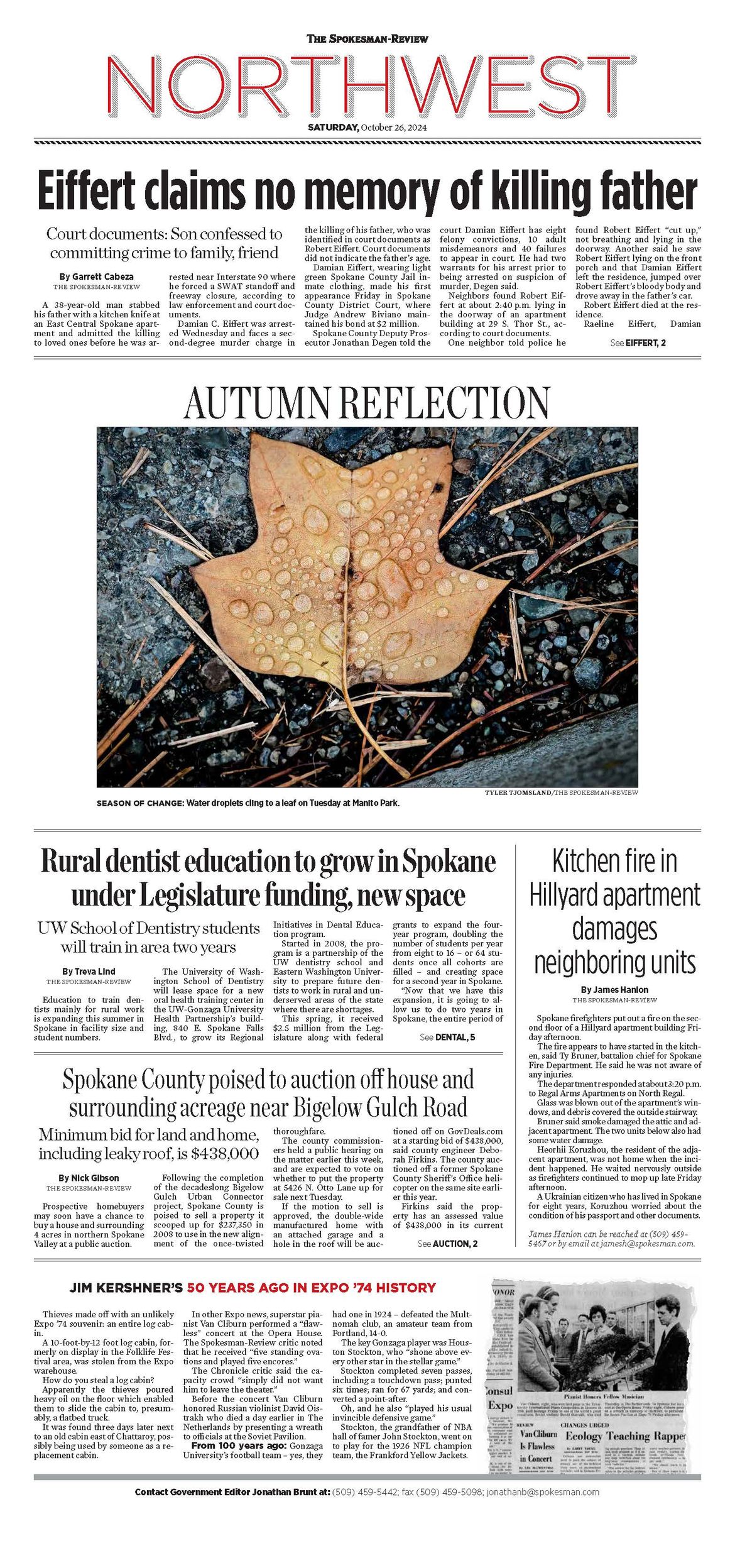 Northwest Front Page for Oct. 26, 2024 The SpokesmanReview