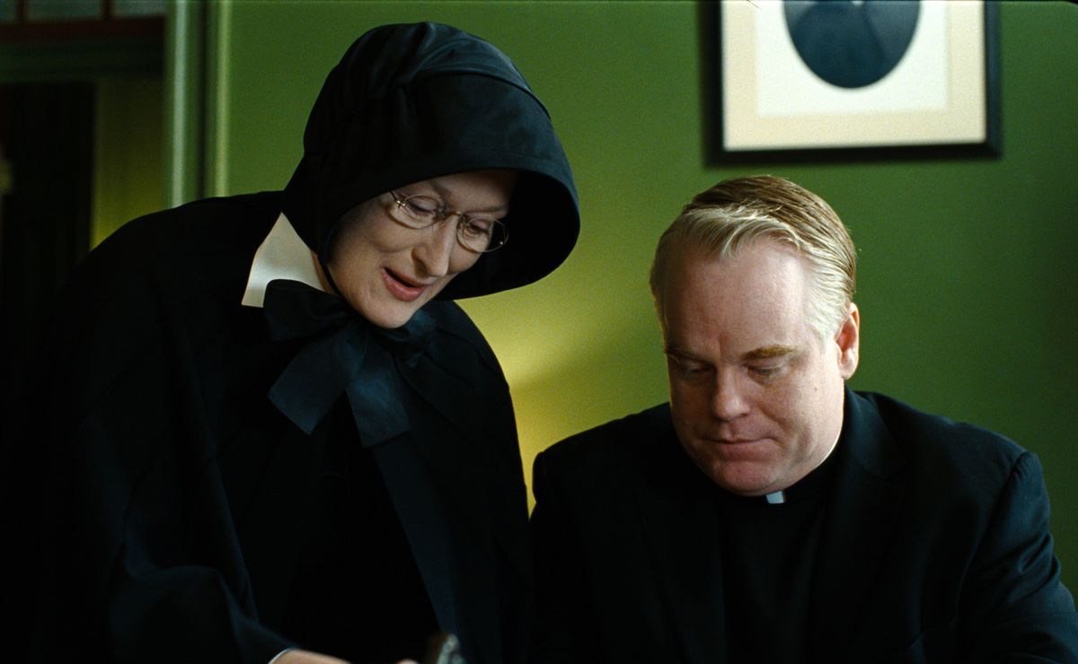Meryl Streep portrays Sister Aloysius and Philip Seymour Hoffman portrays Father Flynn in “Doubt.” Miramax Film Corp. (Miramax Film Corp. / The Spokesman-Review)