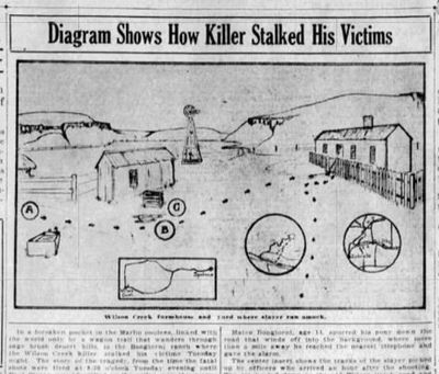 A man apprehended on a Great Northern train, identified as Paul Staren, 40, made a “full confession” to shooting and killing August Bongiorni, 19, and shooting and wounding Bongiorni’s father, Joe Bongiorni, at the Bongiorni farm near Wilson Creek.  (Spokane Daily Chronicle archives)
