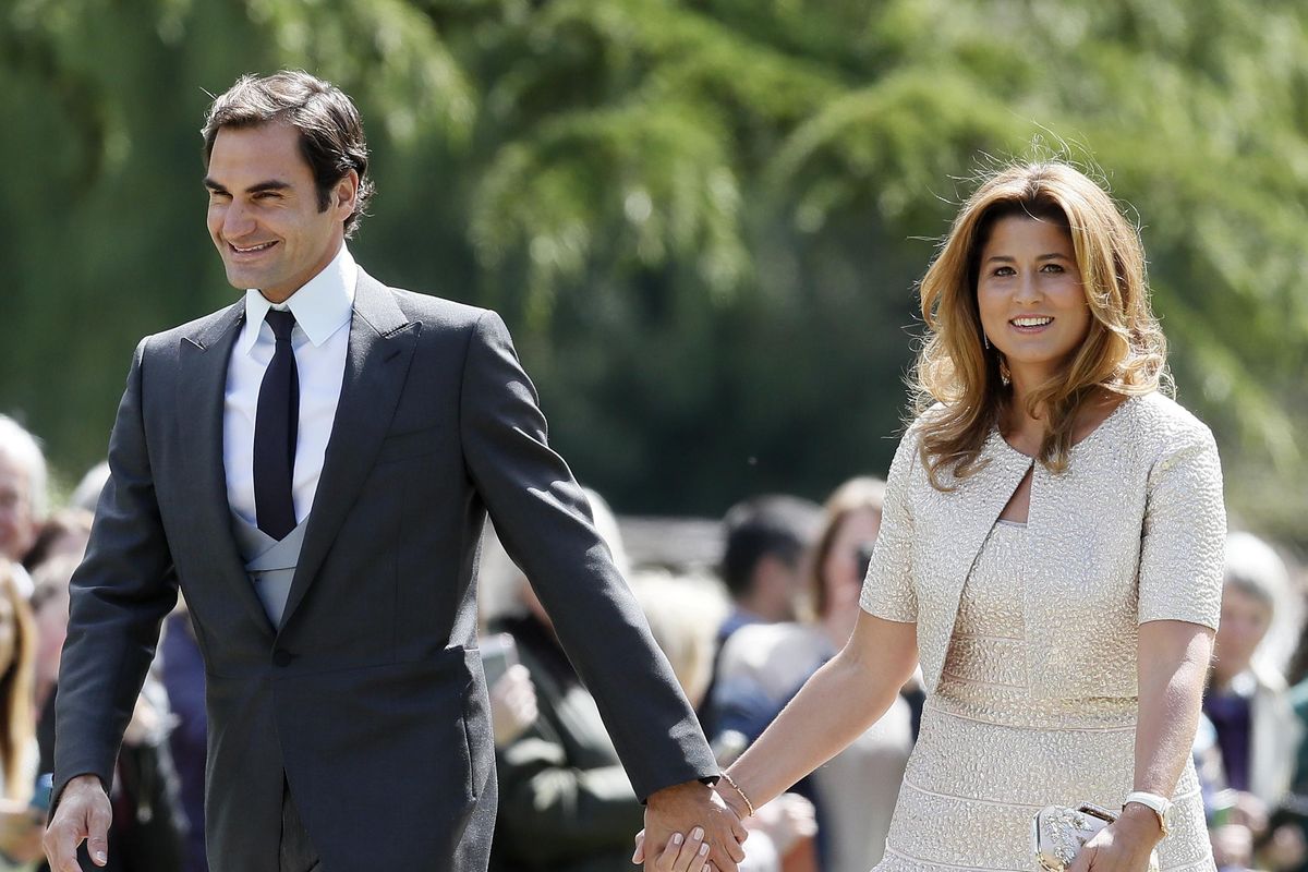 Swiss tennis player Roger Federer and his wife Mirka were among the famous faces at the wedding of Pippa Middleton and James Matthews on Saturday. (Kirsty Wigglesworth / AP)