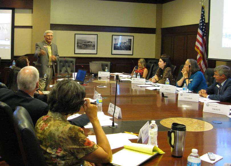 Idaho Health & Welfare Director Dick Armstrong addresses lawmakers on Wednesday (Betsy Z. Russell)