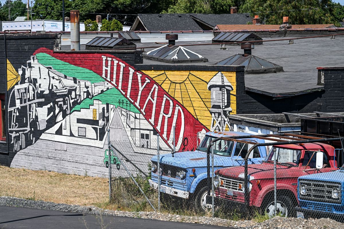 A mural depicting Hillyard’s past is on the side of the A & T Brake Supply building near the corner of Market Street Wellesley Avenue.  (DAN PELLE/THE SPOKESMAN-REVIEW)