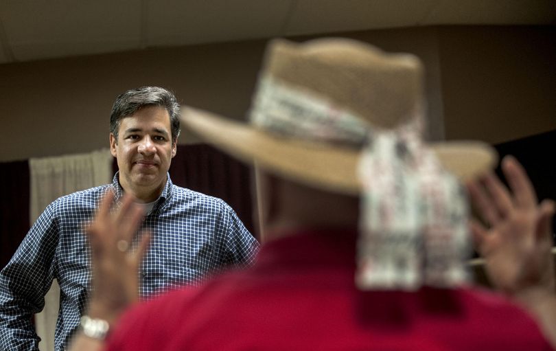 Idaho Rep.  Raul Labrador listens to comments and concerns during a visit to Wallace on Wednesday, July 27, 2016. (Kathy Plonka / The Spokesman-Review)