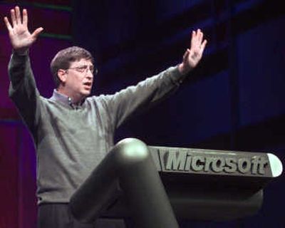 
Bill Gates, chairman and CEO of Microsoft, gives the Consumer Electronics Show keynote address at the Las Vegas Hilton in Las Vegas in this Jan. 5, 2000,  photo. Associated Press
 (Associated Press / The Spokesman-Review)