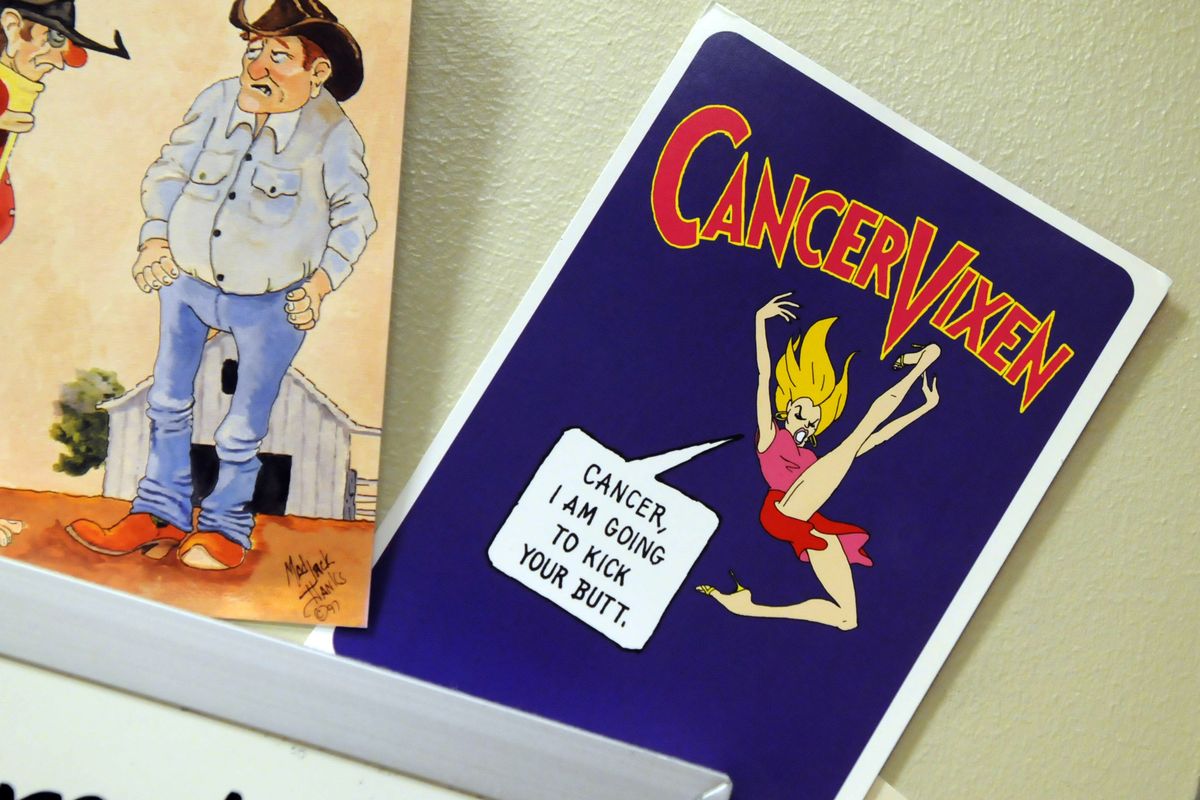 Alicia Ponce-Myers displays this get-well card in her hospital room.