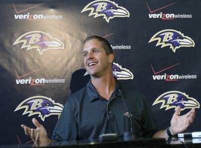 Associated Press First-year Baltimore Ravens coach John Harbaugh has scheduled 43 practices over their 26-day training camp. (Associated Press / The Spokesman-Review)