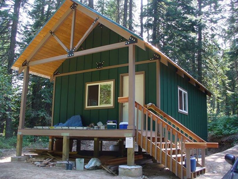 A hut for snowshoers at Mount Spokane is in the final stages of completion in August 2014. (Cris Currie / Friends of Mount Spokane State Park)